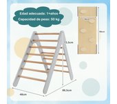 Costway 3 en 1 Triángulo de Escalada con Rampa Ajustable para Escalar y Deslizarse Escalador Triangular de Madera Juguetes para Niños Gris