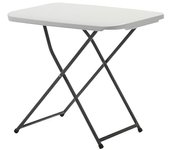 Mesa de jardín Alan (L x An x Al: 75 x 50 x 73 cm, HDPE/Acero, Blanco roto, Abatible)
