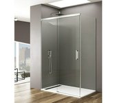 GME Mampara de ducha esquinera Basic (L x An x Al: 70 x 150 x 195 cm, Longitud regulable: 67 cm - 150 cm, Vidrio transparente, Espesor: 6 mm, Plata...