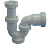 Tecnoagua Sifón curvo extensible con tuerca loca mini (1 ½″, Blanco)
