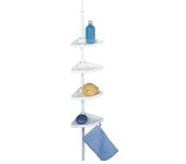 Wenko Rinconera de ducha telescópica Easy (Ajuste de altura: 78 cm - 265 cm, 4 estantes, Blanco)