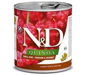 6x285Grs Pack latas Farmina ND Dog Quinoa Skin Coat comida húmeda para perros de venado