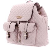 Mochila Guess Adam Flap, material de poliuretano y textil, para mujer, diseño elegante y funcional, espacio amplio y organizado, color rosa, 26 x 27 x 11 cm