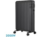 Radiador aceite polonia 2000w negro aletas cerradas 9elementos 3potencias antivuelco prot.seguridad 63,5x45x24,5 cm