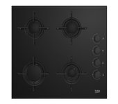 Placa Gas - Beko HING 64120 SB, Cuatro Fuegos, Butano, Cristal Negro