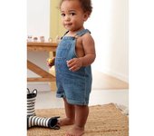 VERTBAUDET Peto corto de denim, para bebé azul oscuro lavado