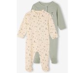 VERTBAUDET Pack de 2 pijamas bebé "granja" verde grisáceo