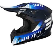 Shot Pulse X-Trem Casco de motocross para niños - Negro Blanco Azul (S)