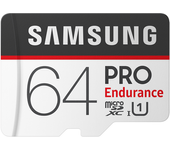 microsd samsung 64gb pro endurance c10, r100 w30,g3 años  26.280h grab