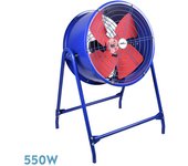 ABRILA- Ventilador Industrial Dana 550W | Azul/Rojo | 4 Aspas | Soporte Estable | 103x58x32 cm