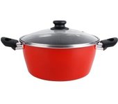 Olla con tapa cristal magefesa k2 rojo 24 acero antiadherente acero inoxidable todo tipo