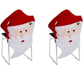 Fundas Navideñas para Sillas, Decoración Navideña para Fundas Traseras para Sillas, Sombrero de Muñeco de Nieve de Papá Noel, Funda para Asiento de Silla Navideña, para Comedor Navideño, 4 PCS