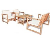 vidaXL Set De Muebles De Jardín 4 Piezas Y Cojines Bambú