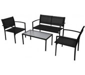vidaXL Set De Muebles De Jardín 4 Piezas Textilene Negro
