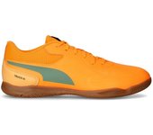 Puma - Zapatilla de fútbol sala Truco III, Unisex, Heat Fire-Green Moon-Almost Apricot, 6 UK