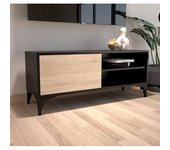 Mueble TV Kai en color negro y sonoma mate de 100 cm