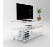 Mueble tv plasma 100x40x40 en metacrilato transparente 1 balda