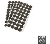 Emuca lote de 1080 protectores de fieltro adhesivo circulares para muebles, diámetro 24mm, fibra, plástico marrón-