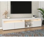 Mueble de tv blanco moderno con panel luminoso y luces led variables, 180 * 35 * 45cm