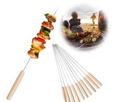 Brochetas para barbacoa de acero inoxidable, palitos para barbacoa reutilizables, herramientas para asar a la parrilla (10 unidades)