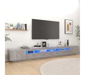 Mueble para tv | mueble de salón | mesa de tv con luces led gris hormigón 300x35x40 cm cfw64669