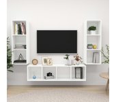 Juego de 3 piezas muebles de tv | muebles de salón tv | conjunto salón madera ingeniería blanco cfw35681