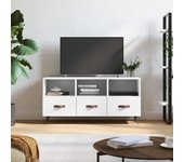 Mueble de tv | mueble de salón | mesa de tv madera de ingeniería blanco 102x36x50 cm cfw27179