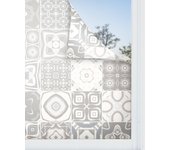 Panorama vinilo para ventanas baldosa hidráulico color gris 120x300 cm - vinilos adhesivo para cristal - pegatina opaca - vinilo translúcido