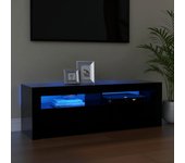 Mueble de tv | mueble de salón | mesa de tv con luces led negro 120x35x40 cm cfw52077
