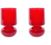 Lámpara de noche tosel katia lt2 vidrio champiñón rojo d14 x h24 cm