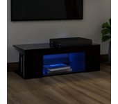 Mueble de tv | mueble de salón | mesa de tv con luces led negro 90x39x30 cm cfw13579