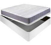 Colchón visco line 19 cm firmeza alta suavidad y económico + canapé abatible madera 3d transpirable altura 34 cm - blanco - 90x190 cm