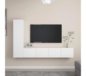 Set de 4 piezas muebles de tv | muebles de salón tv | conjunto salón madera de ingeniería blanco cfw96168