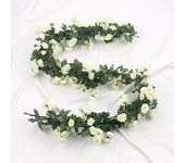 Juego de 5 guirnaldas de rosas artificiales (blancas) colgantes para decoración de jardín, arco de boda, decoración