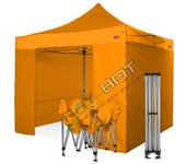 Carpa plegable 3x3 naranja con laterales . aluminio 45 mm. tejido recubierto de pvc impermeable, repelente al agua de 350gm