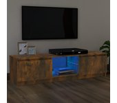 Mueble de tv | mueble de salón | mesa de tv con luces led roble ahumado 120x30x35,5 cm cfw11506