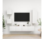 Set de 5 piezas muebles de tv | muebles de salón tv | conjunto salón madera de ingeniería blanco cfw19482