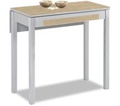 Mesa de cocina extensible 1 ala caida - 80x40 cm (80x60 cm) - estructura color aluminio - tapa y ala caida laminado color roble claro