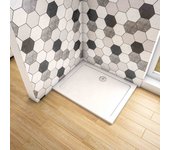 Aica plato de ducha rectangular blanco 90x70x3cm para mamparas + accesorios de desagüe