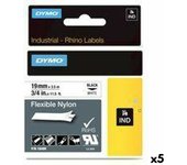 Cinta laminada para rotuladoras rhino dymo id1-19 19 x 3,5 mm negro blanco autoadhesivas (5 unidades)