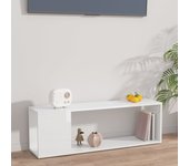 Mueble para tv | mueble de salón | mesa de tv madera contrachapada blanco brillo 100x24x32 cm cfw35831