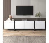 Mueble de televisión - panel de armario con patas de bloques en negro y blanco lacado