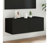 Mueble de tv de pared | mueble de salón | mesa de tv con luces led negro 80x35x31 cm cfw67370