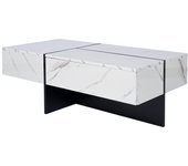 Mesa de centro de tv brillante con estructura de imitación de mármol blanco 100*50*34,5 cm