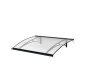 Arctom marquesina para puerta de aluminio en antracita largo 150x83,5, policarbonato celular