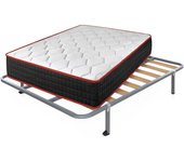 Colchón viscoelástico cool viscofresh + somier hades con 4 patas cuadradas de 32 cm | medidas: 150x200 cm