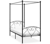 Estructura de cama con dosel metal negro 90 x 200 cm
