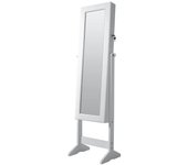 Espejo joyero blanco de 160x41 cm gloria. espejo de pie de cuerpo entero con joyero interior.