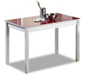 Mesa de cocina fija - 110x70 cm - estructura color aluminio - tapa cristal color rojo