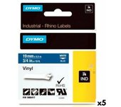 Cinta laminada para rotuladoras dymo rhino 19 mm x 5,5 m azul blanco vinilo (5 unidades)